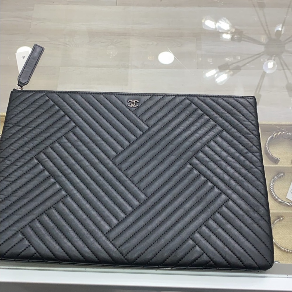 Chanel large pouch chevron